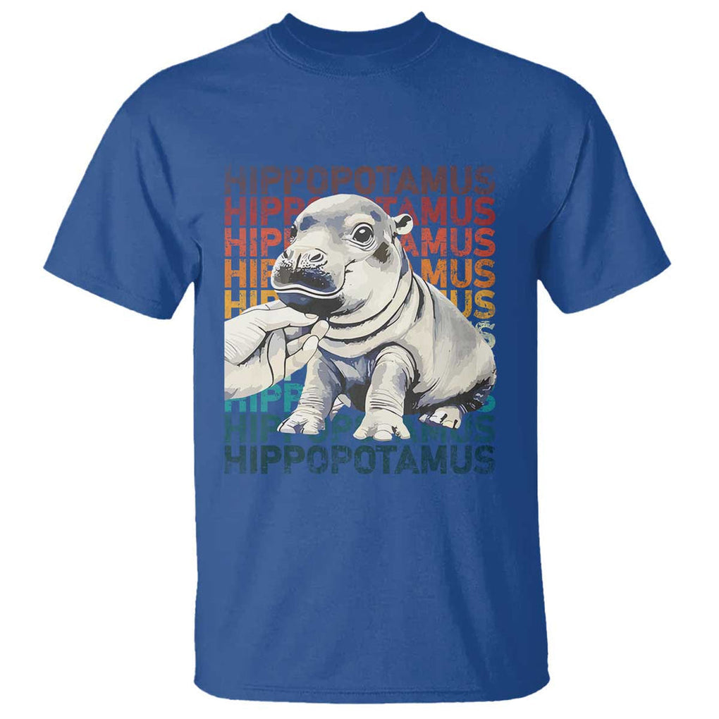 Hippo Lover T Shirt Retro Vintage Baby Pygmy Hippopotamus TS09 Royal Blue Print Your Wear