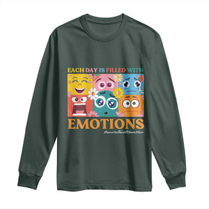 Mental Health Long Sleeve Shirt Each Day Is Filled With Emotions TS09 Dark Forest Green Print Your Wear