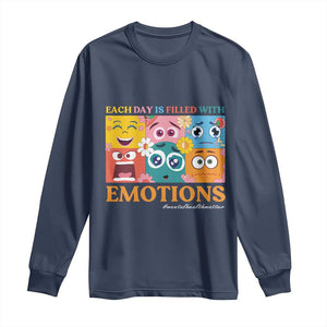 Mental Health Long Sleeve Shirt Each Day Is Filled With Emotions TS09 Navy Print Your Wear