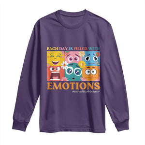 Mental Health Long Sleeve Shirt Each Day Is Filled With Emotions TS09 Purple Print Your Wear