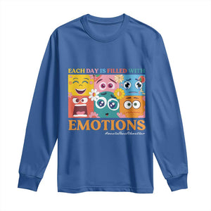 Mental Health Long Sleeve Shirt Each Day Is Filled With Emotions TS09 Royal Blue Print Your Wear