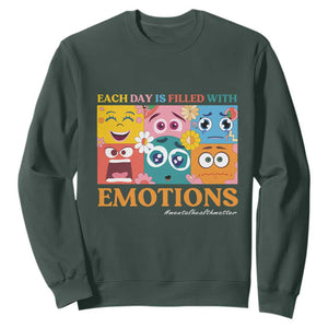 Mental Health Sweatshirt Each Day Is Filled With Emotions TS09 Dark Forest Green Print Your Wear