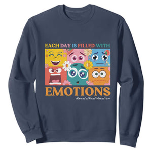 Mental Health Sweatshirt Each Day Is Filled With Emotions TS09 Navy Print Your Wear