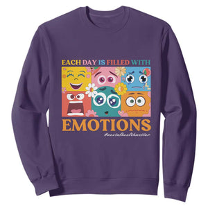 Mental Health Sweatshirt Each Day Is Filled With Emotions TS09 Purple Print Your Wear