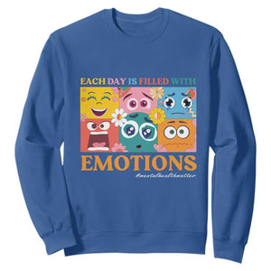 Mental Health Sweatshirt Each Day Is Filled With Emotions TS09 Royal Blue Print Your Wear