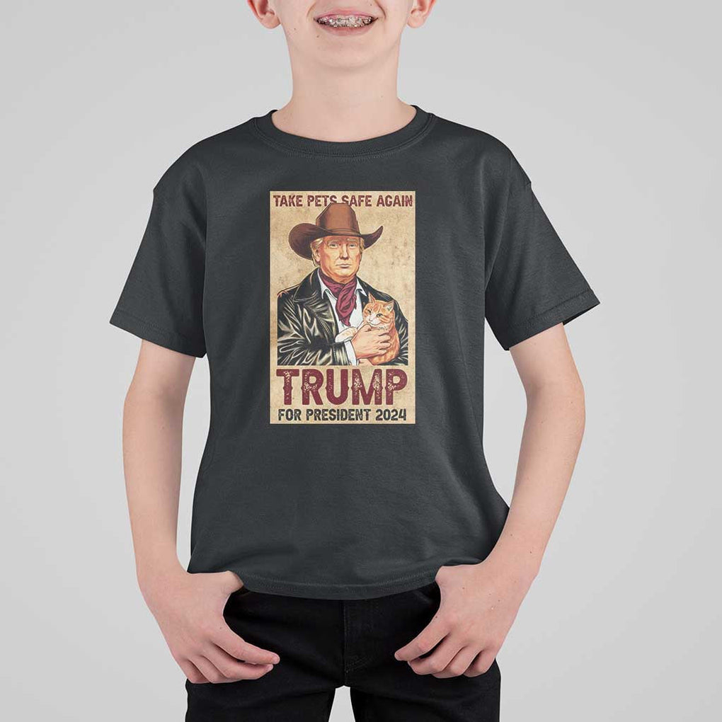 Trump Cat T Shirt For Kid Cute Cats Cowboy Trump American Flag TS09 Black Print Your Wear