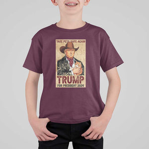 Trump Cat T Shirt For Kid Cute Cats Cowboy Trump American Flag TS09 Maroon Print Your Wear