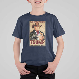 Trump Cat T Shirt For Kid Cute Cats Cowboy Trump American Flag TS09 Navy Print Your Wear