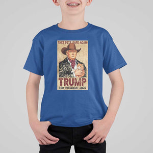 Trump Cat T Shirt For Kid Cute Cats Cowboy Trump American Flag TS09 Royal Blue Print Your Wear