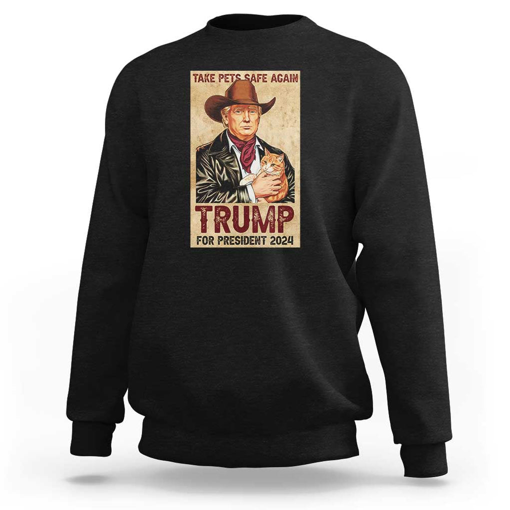 Trump Cat Sweatshirt Cute Cats Cowboy Trump American Flag TS09 Black Print Your Wear