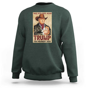 Trump Cat Sweatshirt Cute Cats Cowboy Trump American Flag TS09 Dark Forest Green Print Your Wear