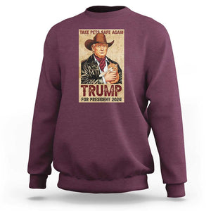 Trump Cat Sweatshirt Cute Cats Cowboy Trump American Flag TS09 Maroon Print Your Wear