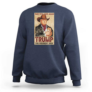 Trump Cat Sweatshirt Cute Cats Cowboy Trump American Flag TS09 Navy Print Your Wear