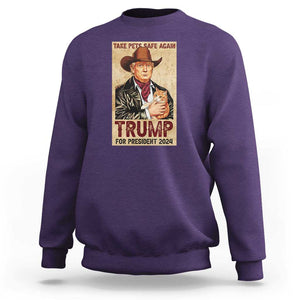 Trump Cat Sweatshirt Cute Cats Cowboy Trump American Flag TS09 Purple Print Your Wear