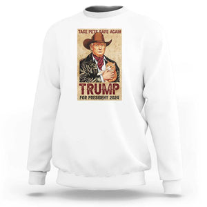 Trump Cat Sweatshirt Cute Cats Cowboy Trump American Flag TS09 White Print Your Wear