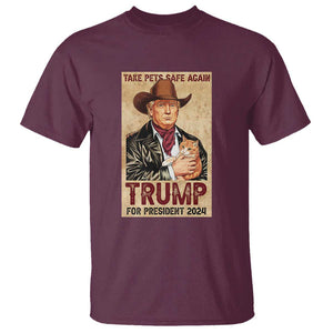 Trump Cat T Shirt Cute Cats Cowboy Trump American Flag TS09 Maroon Print Your Wear