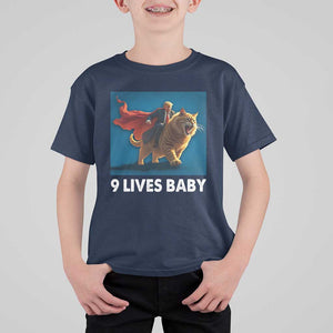 Funny Trump Cat T Shirt For Kid 9 Lives Baby Hero Trump Riding TS09 Navy Print Your Wear