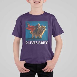 Funny Trump Cat T Shirt For Kid 9 Lives Baby Hero Trump Riding TS09 Purple Print Your Wear