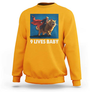 Funny Trump Cat Sweatshirt 9 Lives Baby Hero Trump Riding TS09 Gold Print Your Wear