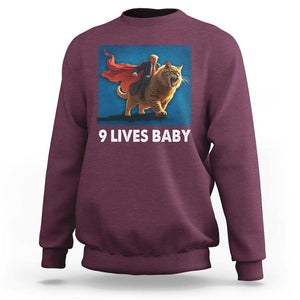 Funny Trump Cat Sweatshirt 9 Lives Baby Hero Trump Riding TS09 Maroon Print Your Wear