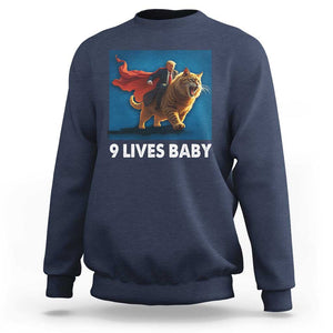 Funny Trump Cat Sweatshirt 9 Lives Baby Hero Trump Riding TS09 Navy Print Your Wear