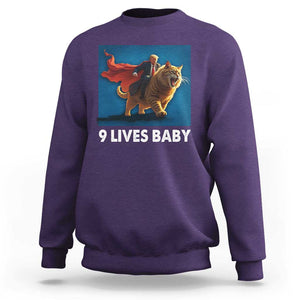 Funny Trump Cat Sweatshirt 9 Lives Baby Hero Trump Riding TS09 Purple Print Your Wear