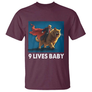 Funny Trump Cat T Shirt 9 Lives Baby Hero Trump Riding TS09 Maroon Print Your Wear