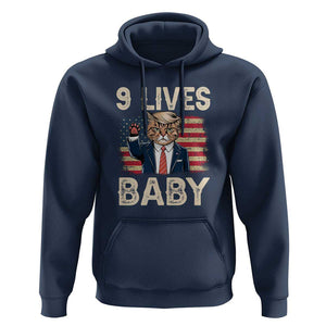 Cats For Trump Hoodie 9 Lives Baby Trump Cat Raise Fist TS09 Navy Print Your Wear