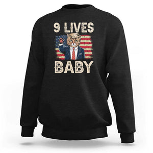 Cats For Trump Sweatshirt 9 Lives Baby Trump Cat Raise Fist TS09 Black Print Your Wear