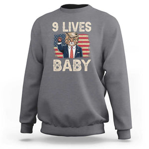 Cats For Trump Sweatshirt 9 Lives Baby Trump Cat Raise Fist TS09 Charcoal Print Your Wear