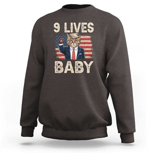 Cats For Trump Sweatshirt 9 Lives Baby Trump Cat Raise Fist TS09 Dark Chocolate Print Your Wear