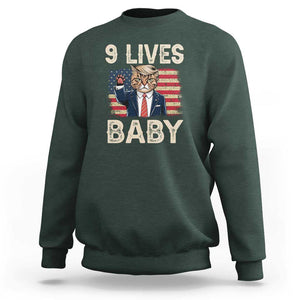 Cats For Trump Sweatshirt 9 Lives Baby Trump Cat Raise Fist TS09 Dark Forest Green Print Your Wear