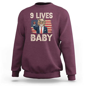 Cats For Trump Sweatshirt 9 Lives Baby Trump Cat Raise Fist TS09 Maroon Print Your Wear