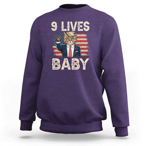 Cats For Trump Sweatshirt 9 Lives Baby Trump Cat Raise Fist TS09 Purple Print Your Wear