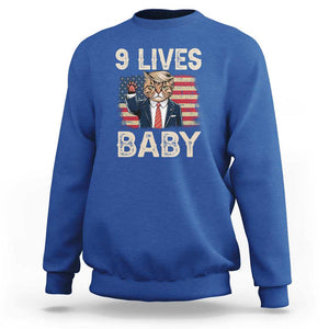 Cats For Trump Sweatshirt 9 Lives Baby Trump Cat Raise Fist TS09 Royal Blue Print Your Wear