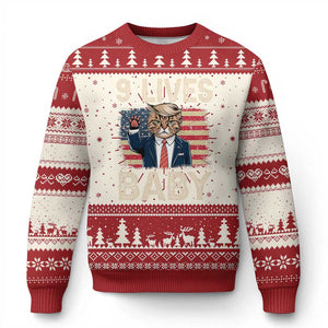 Cats For Trump Ugly Christmas Sweater 9 Lives Baby Trump Cat Raise Fist TS09 Red Print Your Wear