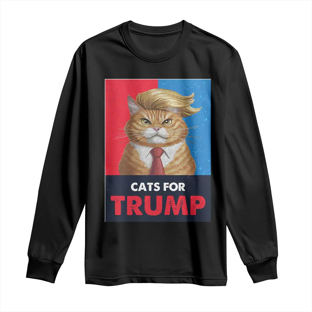 Cats For Trump Long Sleeve Shirt Funny Cat Trump American President 2024 TS09 Black Print Your Wear