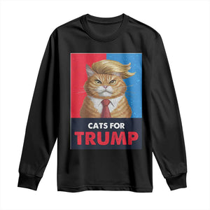 Cats For Trump Long Sleeve Shirt Funny Cat Trump American President 2024 TS09 Black Print Your Wear