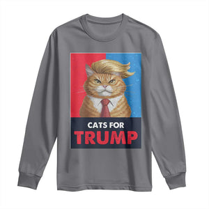 Cats For Trump Long Sleeve Shirt Funny Cat Trump American President 2024 TS09 Charcoal Print Your Wear