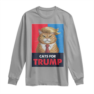 Cats For Trump Long Sleeve Shirt Funny Cat Trump American President 2024 TS09 Sport Gray Print Your Wear