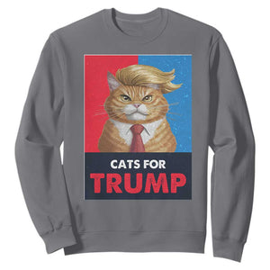 Cats For Trump Sweatshirt Funny Cat Trump American President 2024 TS09 Charcoal Print Your Wear