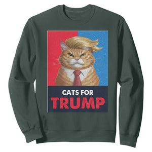 Cats For Trump Sweatshirt Funny Cat Trump American President 2024 TS09 Dark Forest Green Print Your Wear