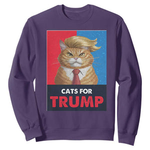 Cats For Trump Sweatshirt Funny Cat Trump American President 2024 TS09 Purple Print Your Wear