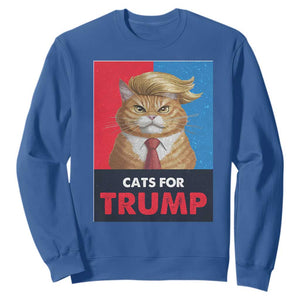 Cats For Trump Sweatshirt Funny Cat Trump American President 2024 TS09 Royal Blue Print Your Wear