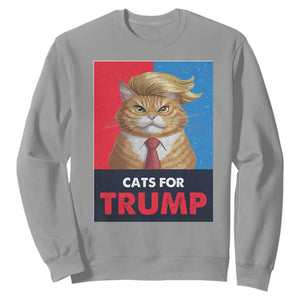 Cats For Trump Sweatshirt Funny Cat Trump American President 2024 TS09 Sport Gray Print Your Wear