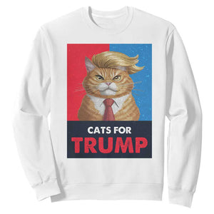 Cats For Trump Sweatshirt Funny Cat Trump American President 2024 TS09 White Print Your Wear