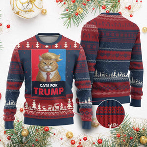 Cats For Trump Ugly Christmas Sweater Funny Cat Trump American President 2024 TS09 Burgundy Print Your Wear