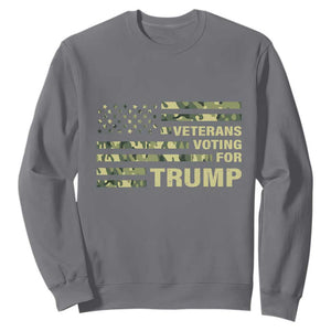 Veterans For Trump 2024 Sweatshirt Retro American Flag Millitary TS09 Charcoal Print Your Wear