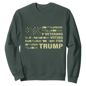 Veterans For Trump 2024 Sweatshirt Retro American Flag Millitary TS09 Dark Forest Green Print Your Wear