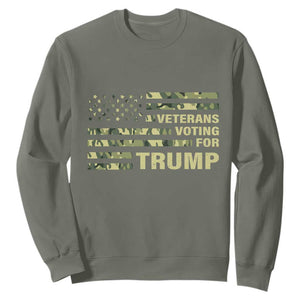 Veterans For Trump 2024 Sweatshirt Retro American Flag Millitary TS09 Military Green Print Your Wear